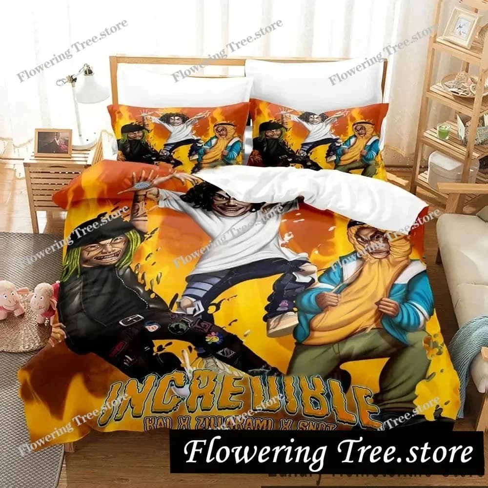 Set di biancheria da letto 3D Print Zillakami Rapper per ragazzi e ragazze, copripiumino e federa, misure Twin, Queen, King, per ragazzi e adulti, tessili per la casa.