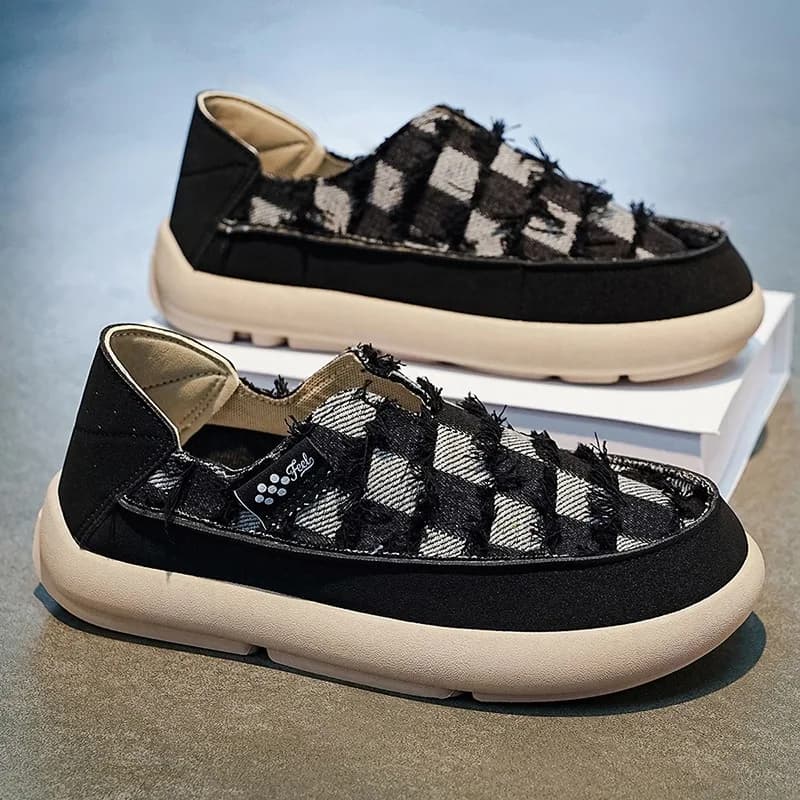 2026 Spring Summer New Men's Slip-On Casual Shoes, Breathable Denim Loafers, Trendy Korean Style Shoes for Teens