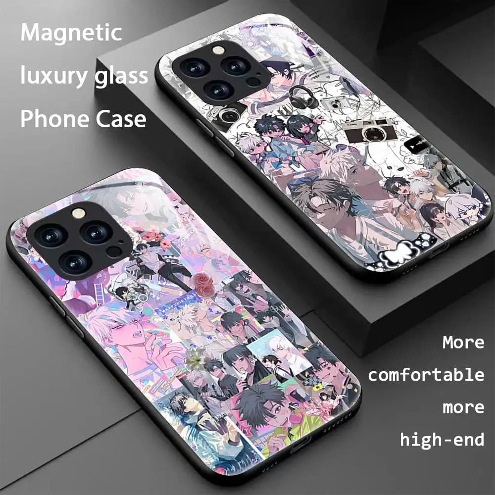 HOT anime Link Click Phone Case For iPhone 17 16 15 14 13 12 11 X XR XS 8 Plus Mini Pro Max Glass Magnetic Phone Case