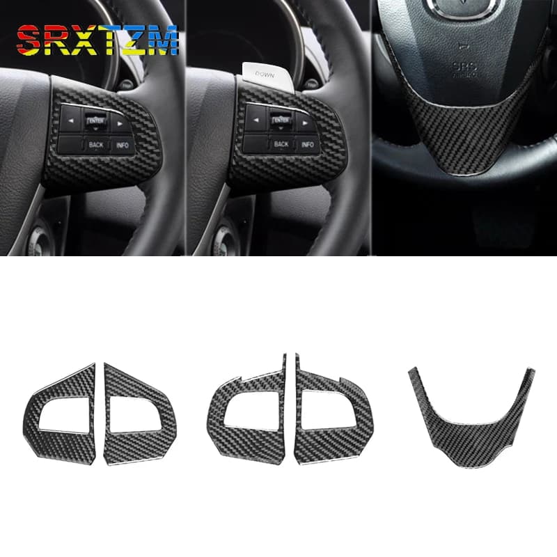 Car interior accessories Carbon fiber steering wheel buttons Frame cover adhesives for Mazda 3 Axela 2010 2012 2013