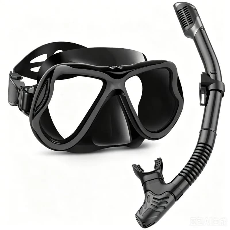 Adult Snorkeling Set | HD Tempered Glass Mask + Dry Top Snorkel, Silicone Nose Pocket Diving Gear