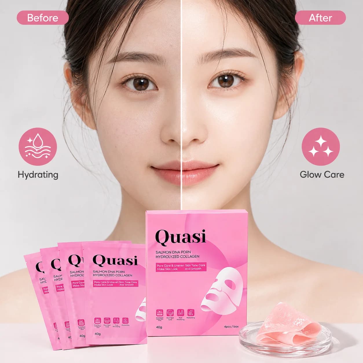 PDRN Collagen Face Mask Salmon DNA Hydrolyzed Collagen Moisturizing Firming Pore Care Smoothing Uneven Skin Tone Skincare