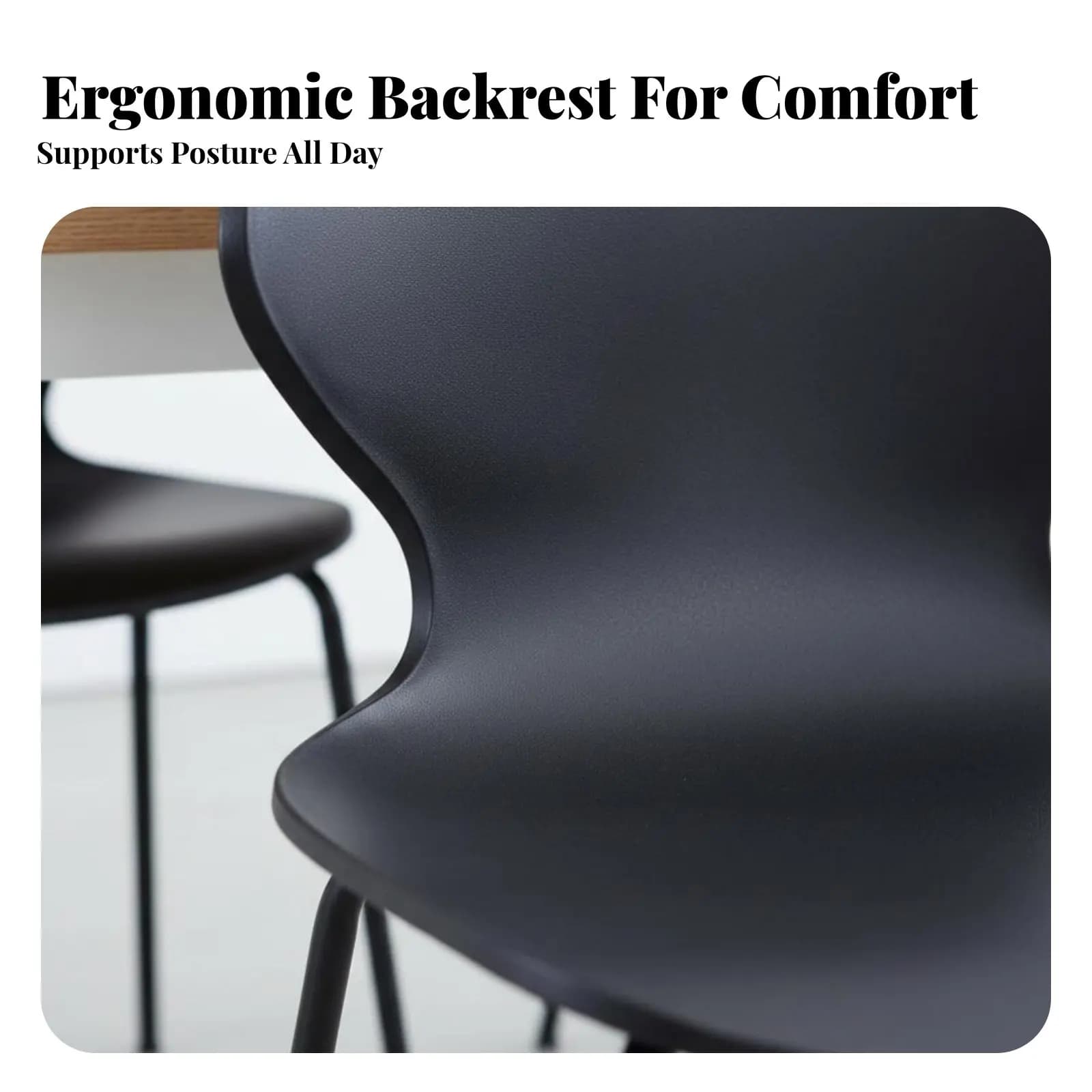 Sedia con scocca sagomata e gambe a perno, design nordico, seduta da interno, leggera, con fori di ventilazione, per la casa e lo studio