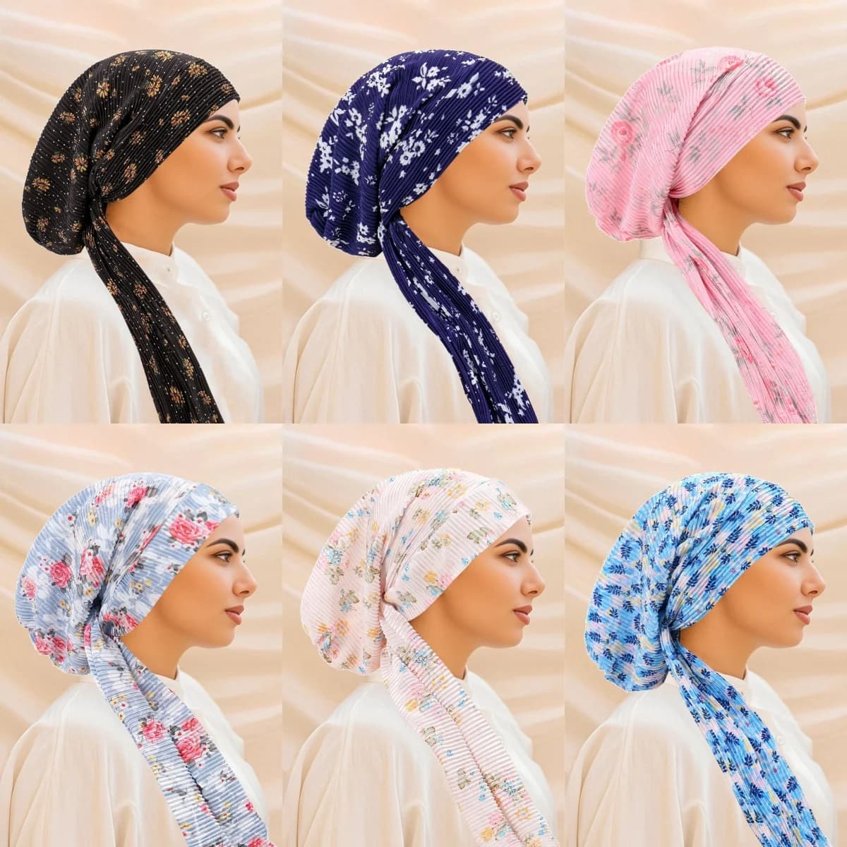 2025 Nuove Donne Piega Stampato Floreale Elastico Musulmano Turbante Hijab Cancro Testa Sciarpa Chemio Perdita di Capelli Cappello Pre-Amato Copricapi Bandan