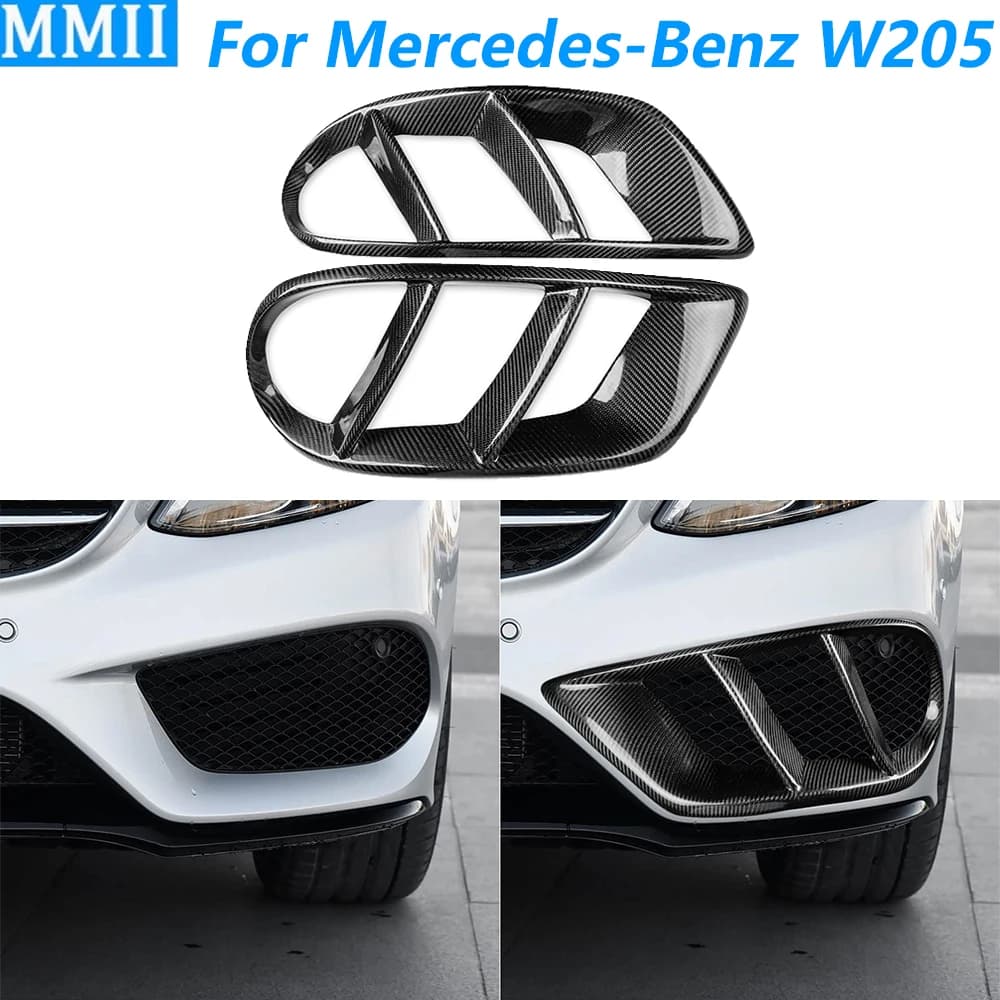 For Mercedes-Benz Class C W205 2015-2018, Front Air Suction Panel Cover in True Carbon Fiber, Accessories and Car Changes
