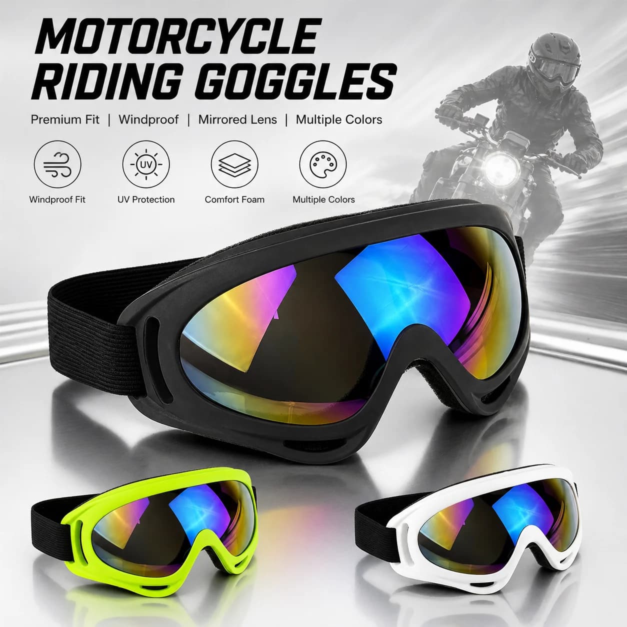 Occhiali per Motocross, Occhiali da Moto per Fuoristrada, Occhiali Fotocromatici da Corsa, Occhiali per Sci e Snowboard, Sport all'Aperto