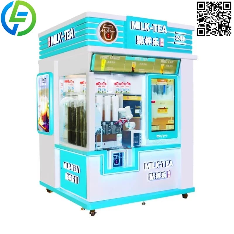 Customized Automatic Arm Boba Tea Cash Card Reader Coin Operated With Bubble Tea Vending Machine Milk Tea Vending Machine