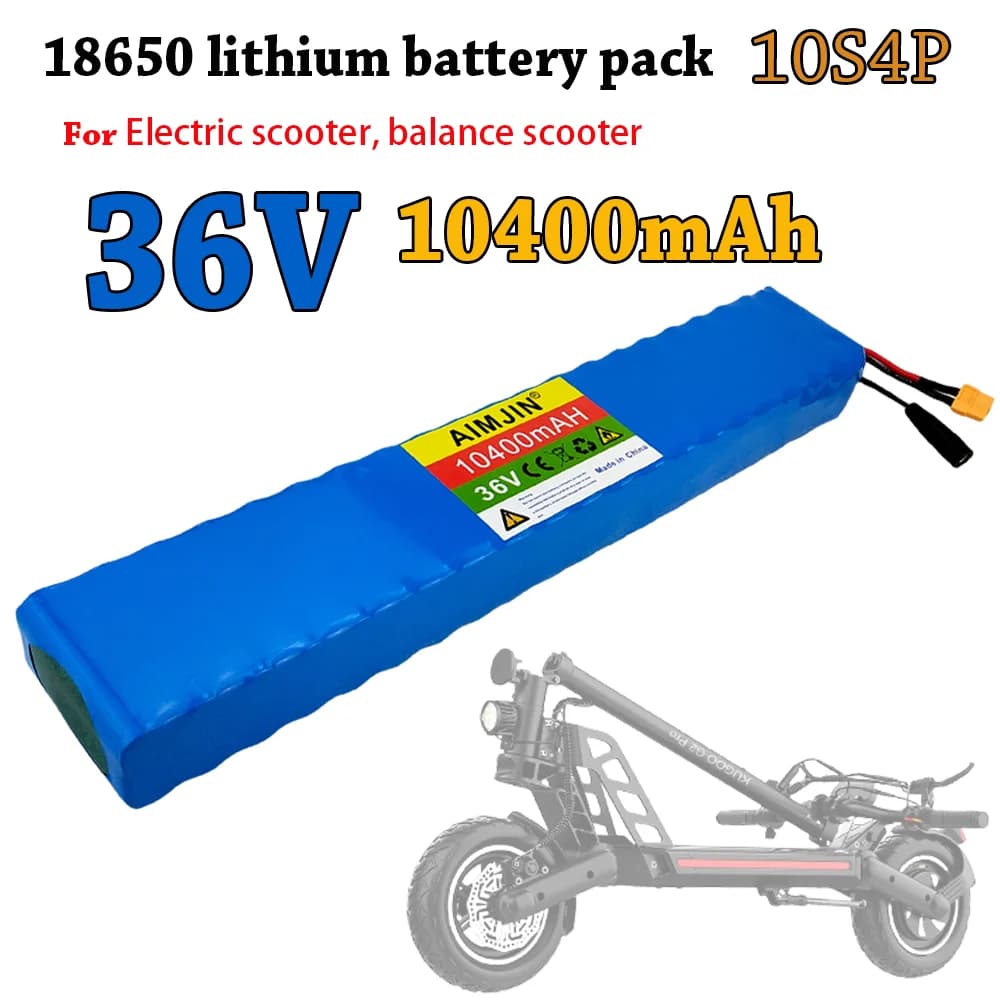 Batteria al Litio Ricaricabile 36V 10400mAh 10S4P con Protezione BMS Integrata, Alta Potenza per Scooter 42V, Alimentazione Stabile