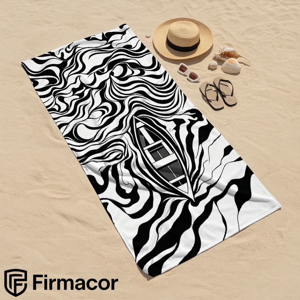 Boat in Swirl Waves Cartoon Anime Beach Towel Microfiber Quick Dry Super Absorbent Soft Bath Towel for Kids Adults Travel