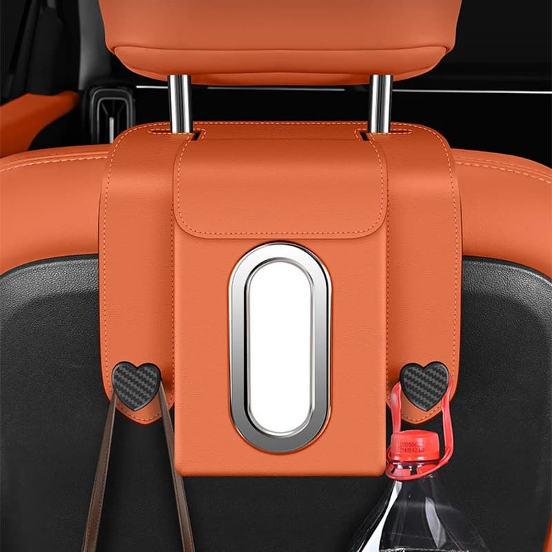 Portafazzoletti per auto con gancio, 1 pezzo – Scatola portafazzoletti e organizer multifunzionale 2 in 1 per veicoli, salvaspazio