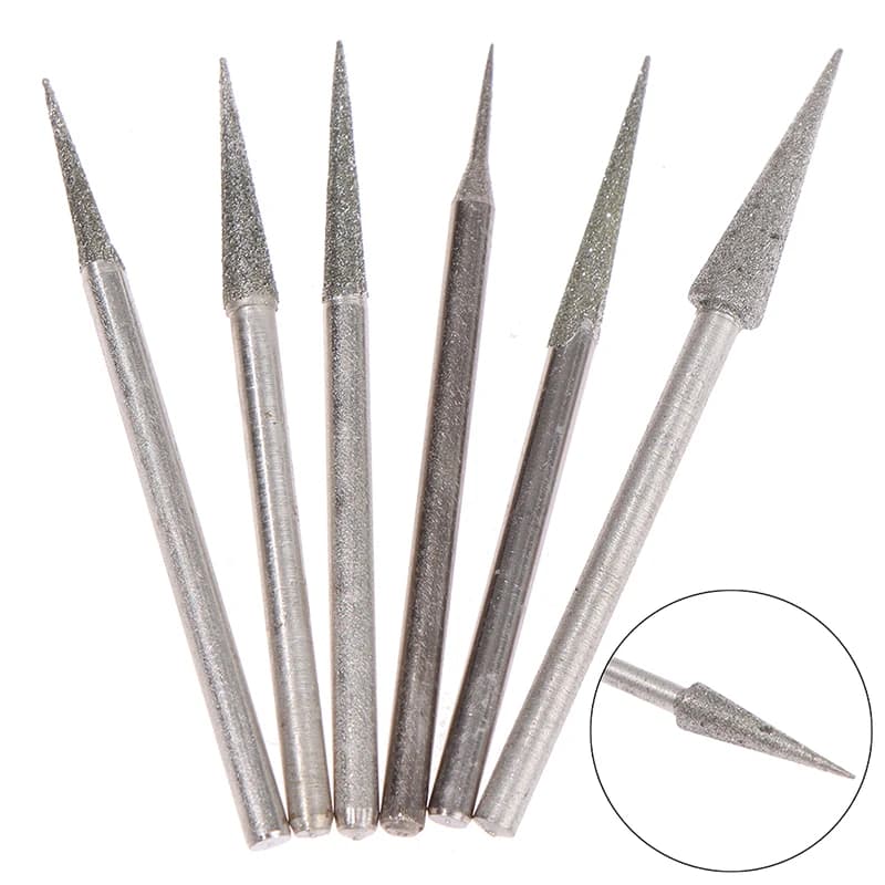 Set di 6 punte diamantate da 1-4 mm per incisione e intaglio, con attacco da 2,35 mm