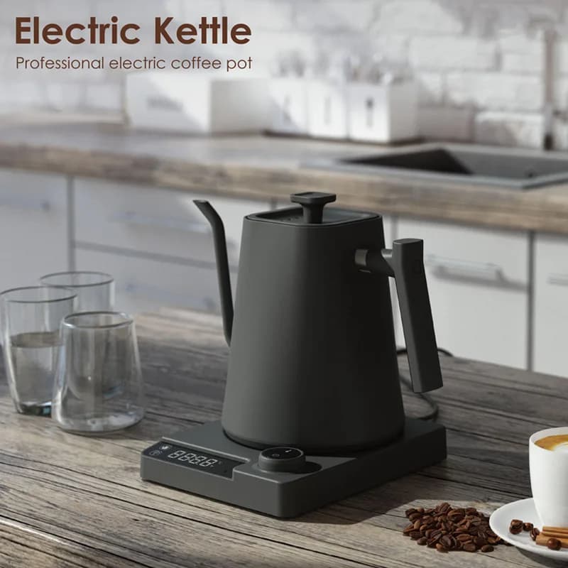 1000ml Smart Electric Coffee and Tea Kettle with LED Display, Adjustable Temperature and Hollow Bezel, 1200W