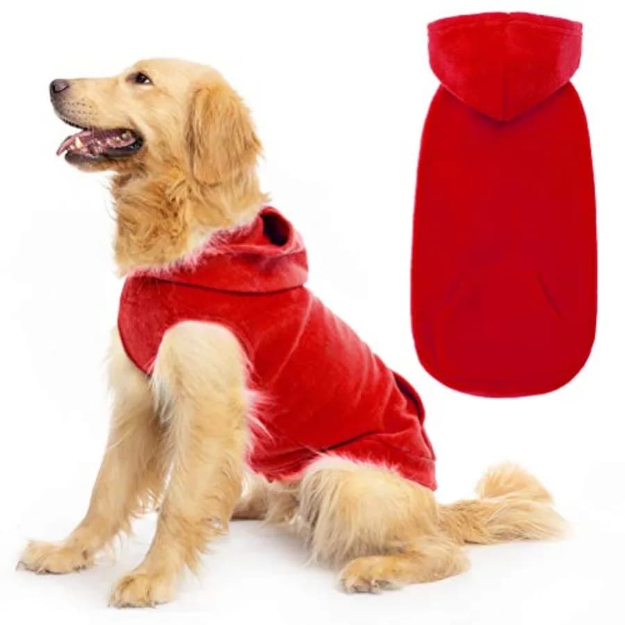 Dog Hoodie Fleece Sweater Vest, Hooded Dog Sweatshirt Fall Winter Pet Clothes with Leash Ring, Sleeveless Warm Cozy Puppy Cloth