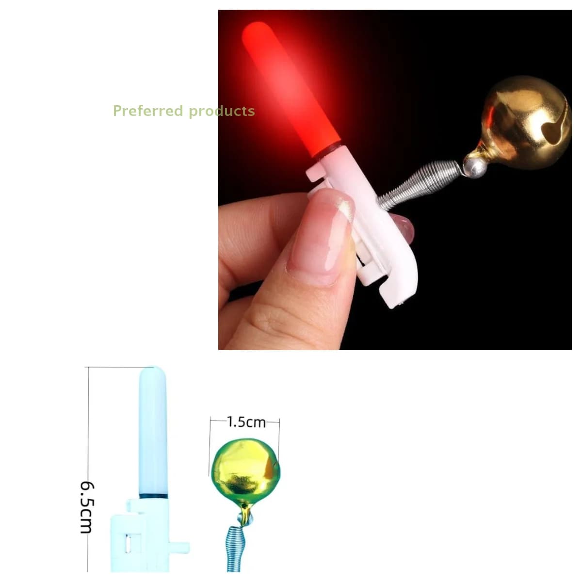 Kit di accessori da pesca premium da 5 pezzi con bastoncini luminosi a LED, avvisi elettronici riutilizzabili e campanello per la pesca notturna