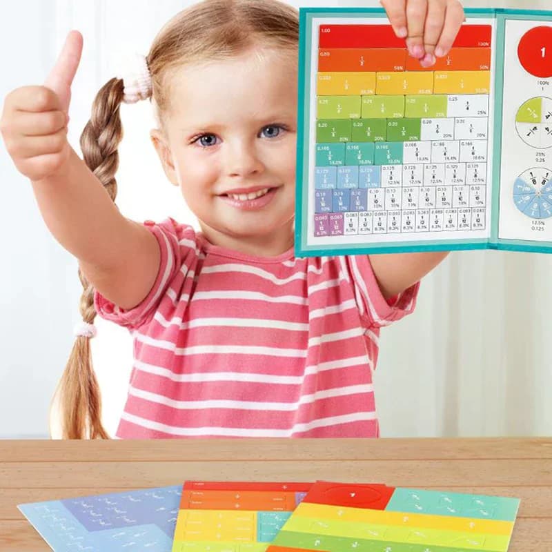 Libro Dimostrativo delle Frazioni Magnetiche, Piastrelle Magnetiche per Frazioni, Materiali Manipolabili per Frazioni, Disco Dimostrativo