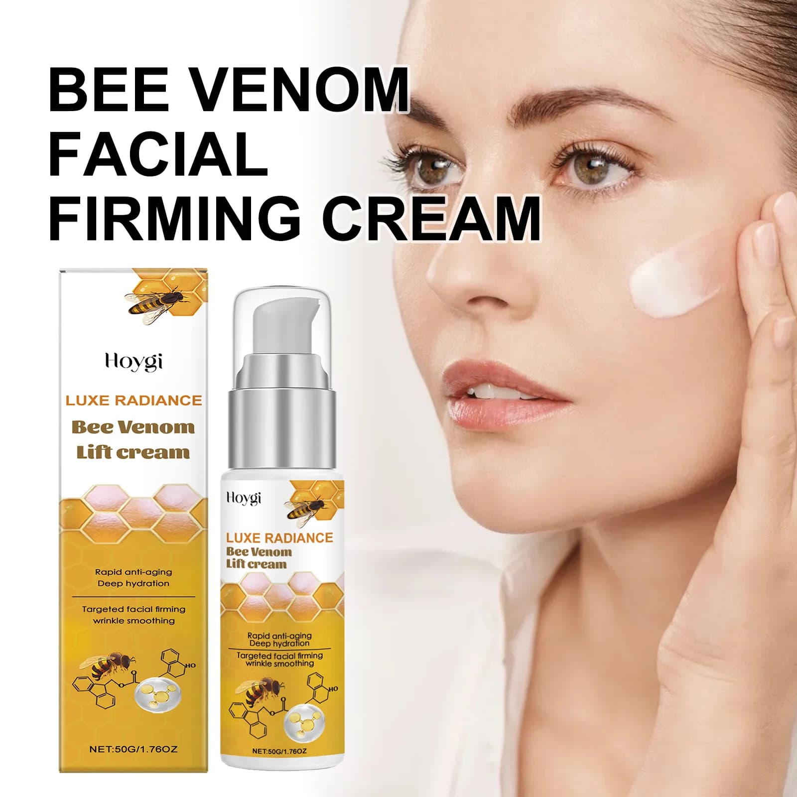 Hoygi Bee Venom Crema rassodante per il viso Collagene che aumenta il trattamento antirughe per il sollevamento della pelle cadente e delle linee sottili