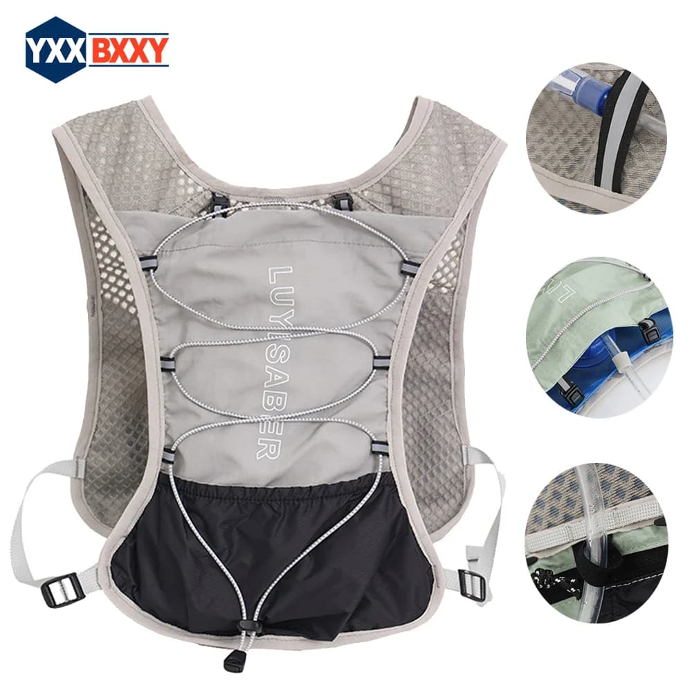 1 racing vest for women and men, 160 g light moisturizing backpack, 5 liters package for trail racing, marathon, hiking, cycling, jogging