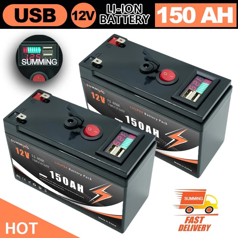 🔋 Batteria al litio 12V LiFePO4 150Ah 5000+ cicli, per giocattoli Power Wheels, scooter, radio, UPS, localizzatore di pesci kayak, pannello solare