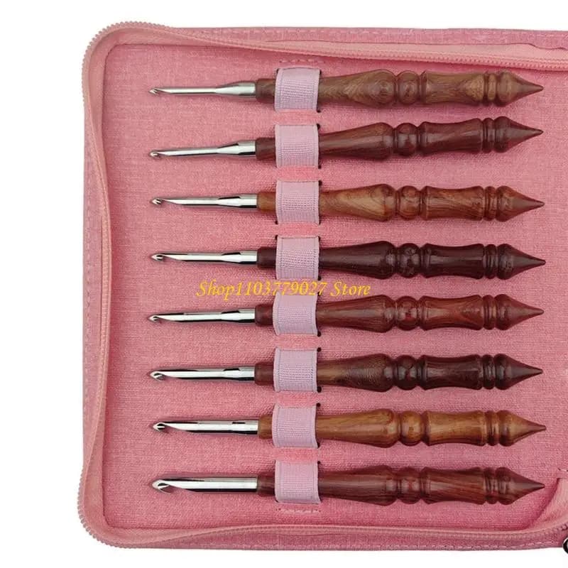 C4DF 8 Pezzi Uncinetto con Manico in Legno Manico ergonomico Uncinetto Ago per Hobbisti Esperti Principianti 3.0mm-7.0mm