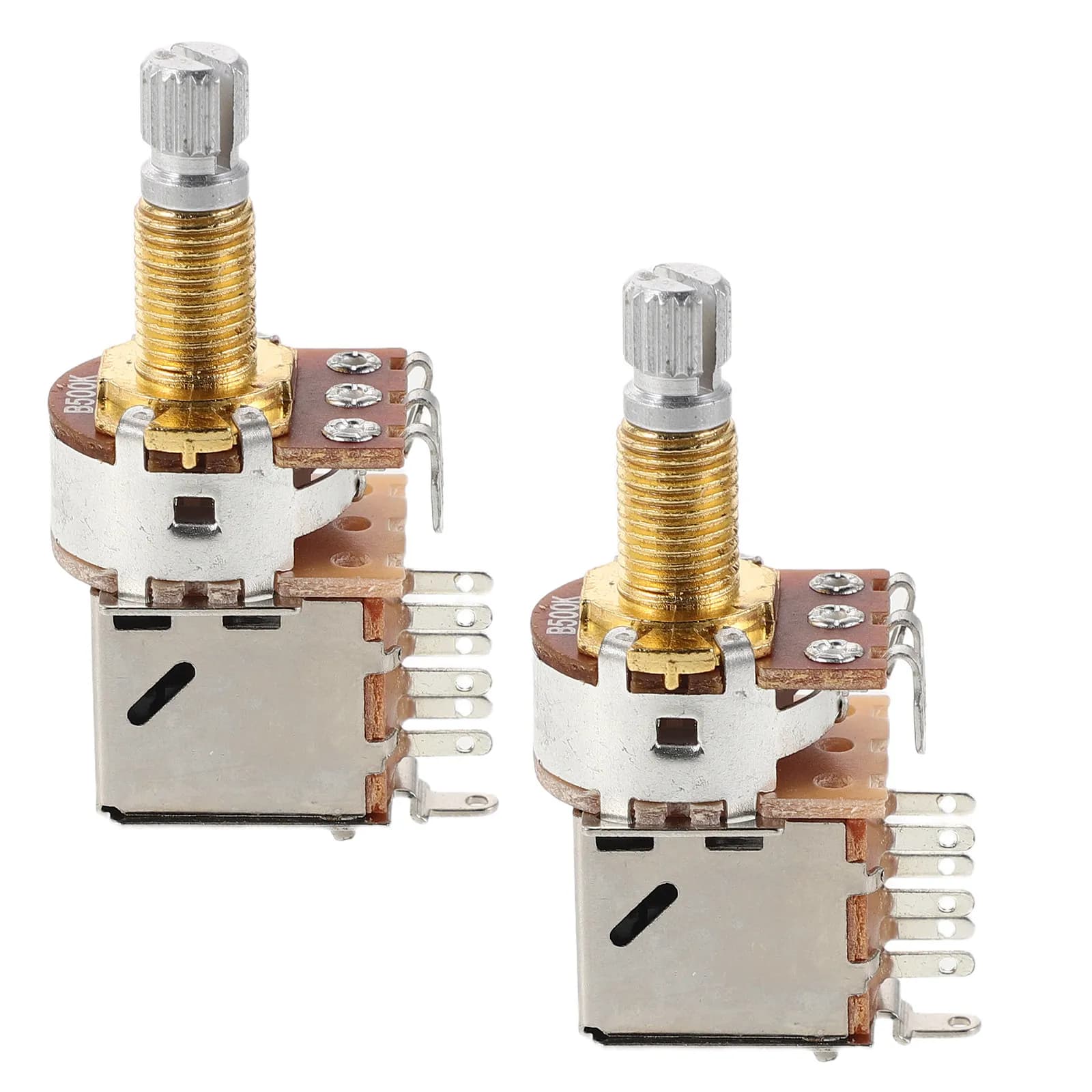 2 Pezzi Manopole di Controllo Volume e Tono in Metallo Zigrinato Lungo per Chitarra Elettrica, Potenziometri Audio a Doppio Albero, Pickup Pan