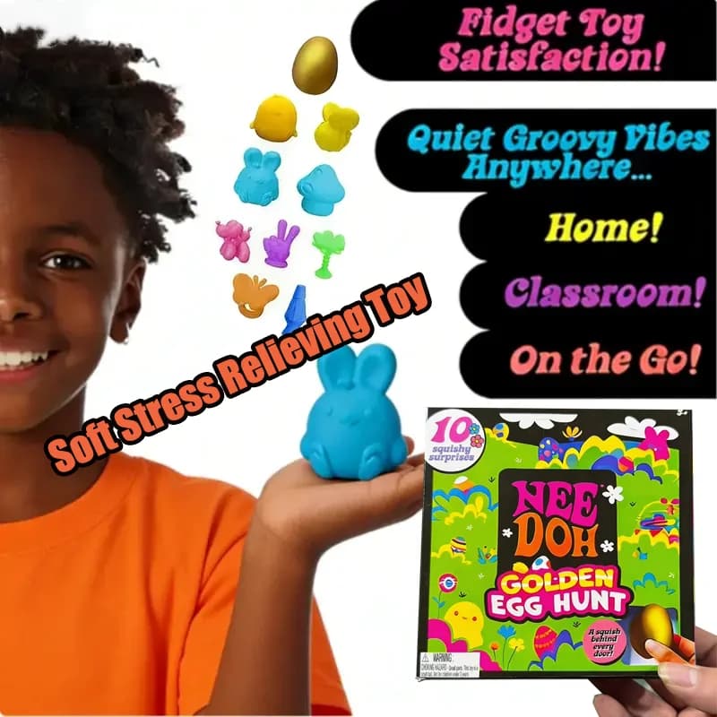 Needoh Golden Egg Treasure Hunt Blind Box - Giocattoli Antistress Sensoriali a Forma di Uovo Dorato - Sorprese e Regali per Bambini e Adulti