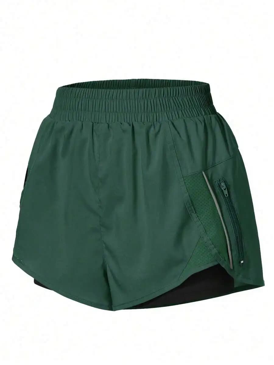 Elastic Waist Sports Shorts With Built-In Lining Breathable Quick Dry Jogger Shorts For Women