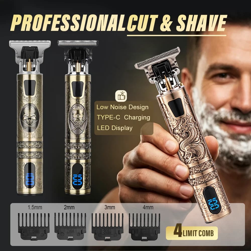 Tagliacapelli Elettrico con Display LCD, Macchina per Taglio Capelli e Barba, Rasoio Ricaricabile per Uomo