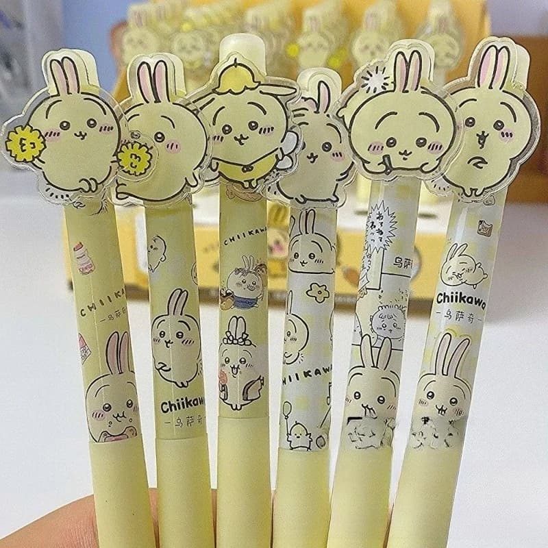 Chiikawa Hachiware Usagi Kawaii Anime Cartoon Student Cute Ins Style Good Looks Girly Heart Crystal Blue Patch Erasable Gel Pen