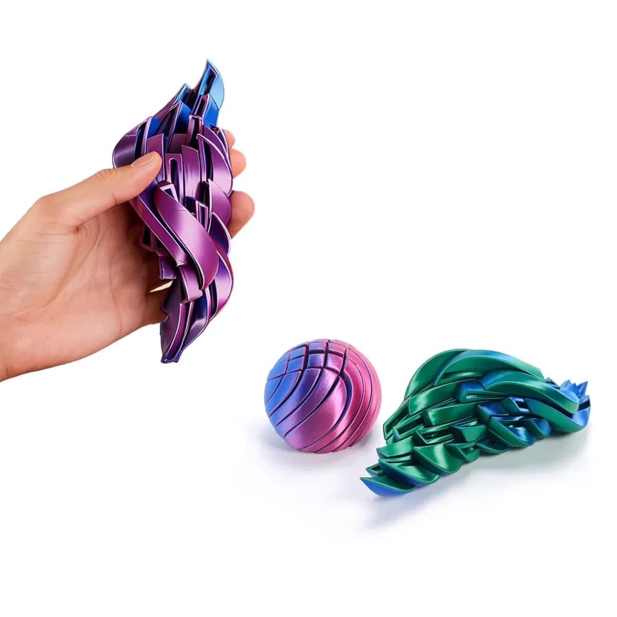 Twistsphere Ornamento Cinetico da Scrivania: Sfera Meccanica Stampata in 3D, Decorazione per Ufficio Dirigenziale, Scultura Rotante Sfumata