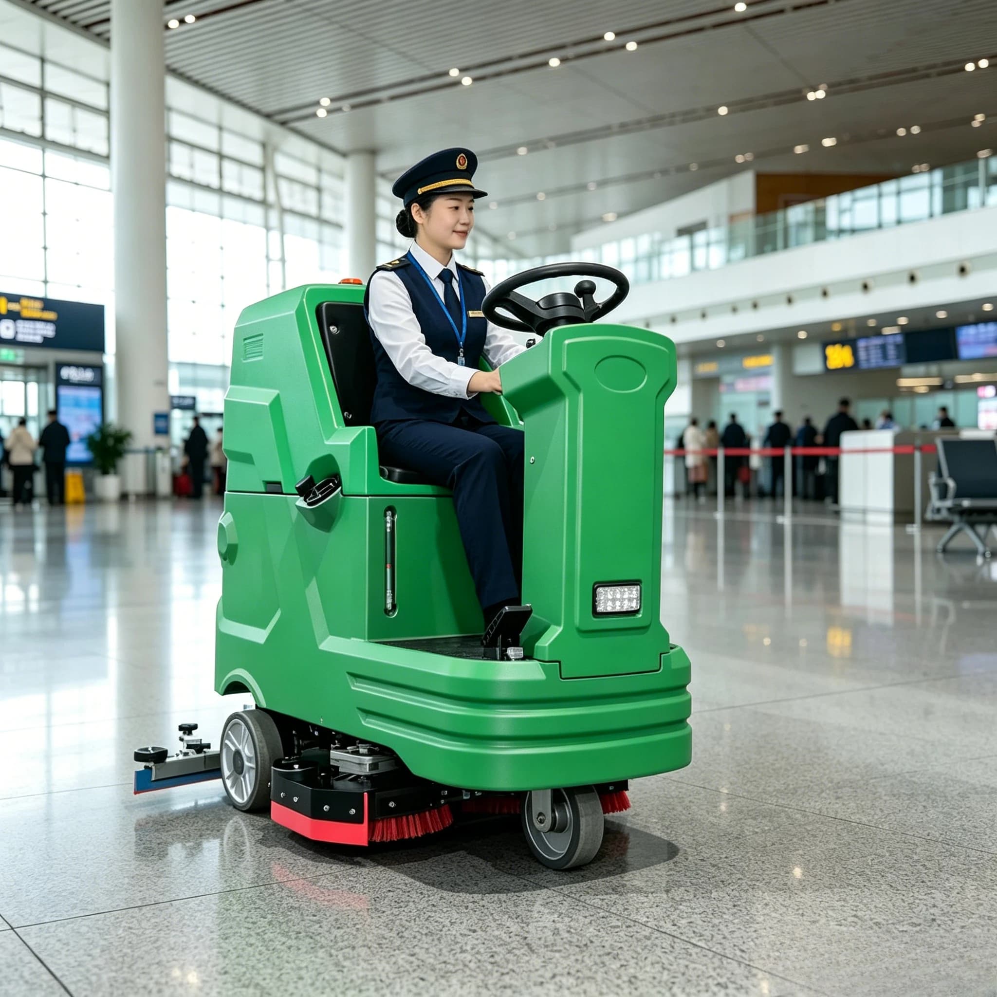 Custom Dual Brush Floor Scrubber Machine Small Eco Friendly Floor Cleaning Vehicle Ride on Floor Scrubber and Vacuum Cleaner