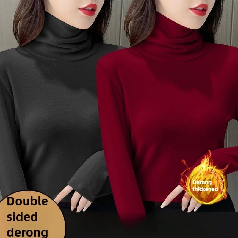 Camicia con fondo autunno inverno taglie forti Intimo termico da donna T-shirt basic a maniche lunghe tinta unita Top termico riscaldante
