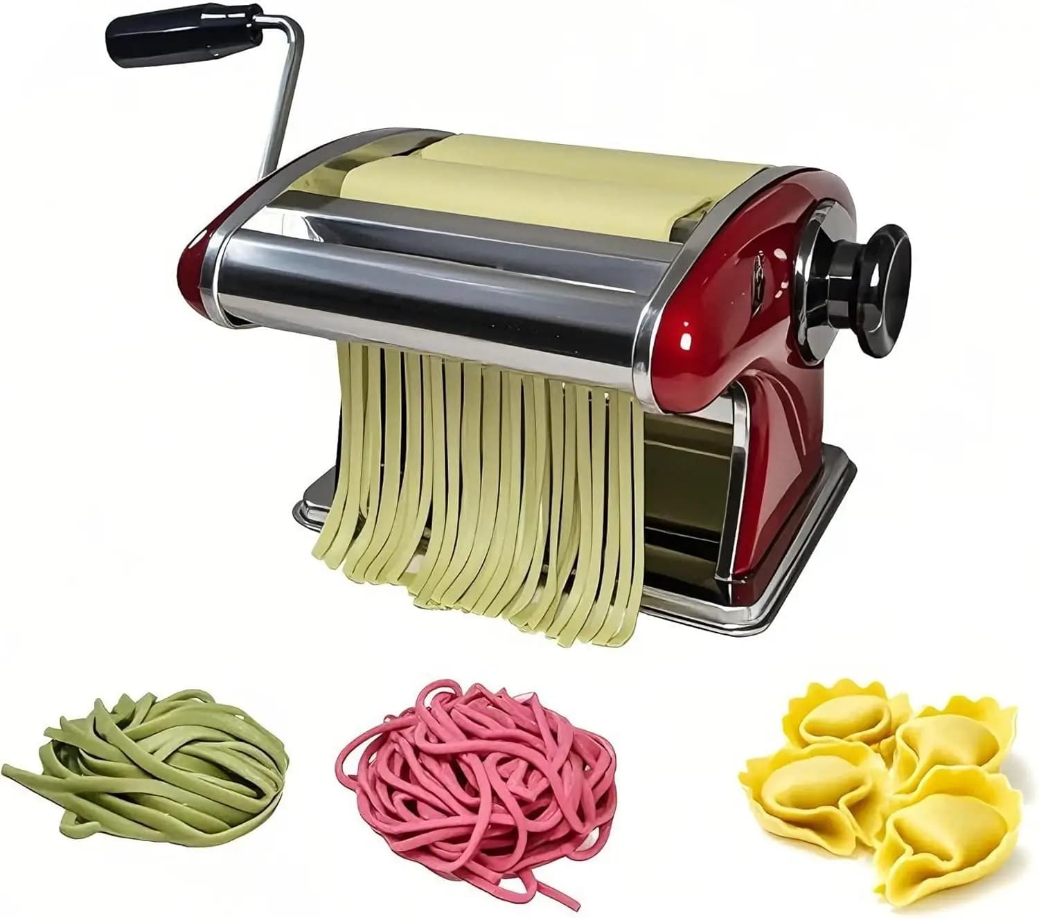 Macchina per Pasta Manuale in Acciaio Inox con Lame da 2mm e 4mm - Resistente Macchina per Pasta a Manovella per Pasta Fatta in Casa