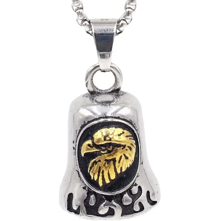 Fashion Punk Fire Eagle Bell Pendant Necklace Biker Vintage Bell Rock Necklace Accessories