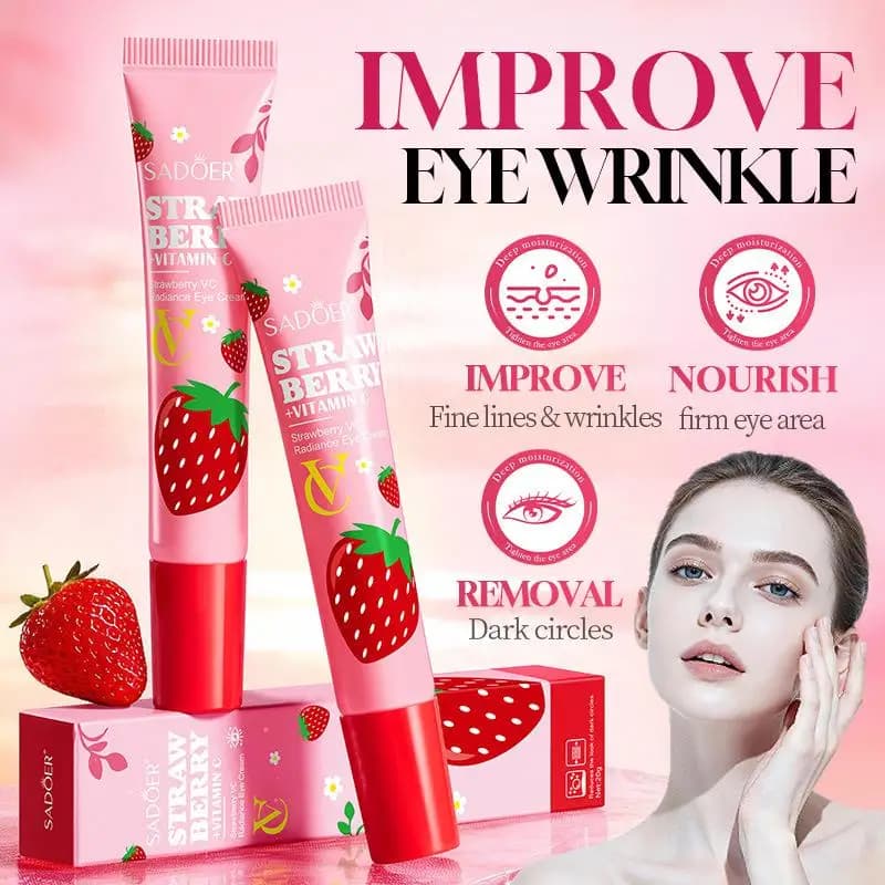 Crema Contorno Occhi Idratante per Occhiaie con Fragola e Vitamina C, Idratazione Delicata e Illuminante per la Cura Quotidiana degli Occhi