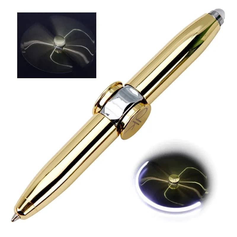 Penna rotante per dito decompressione multifunzionale rotante giocattolo luminoso Fidgets Spinner LED Light Round Bead Spinning Pen Gift