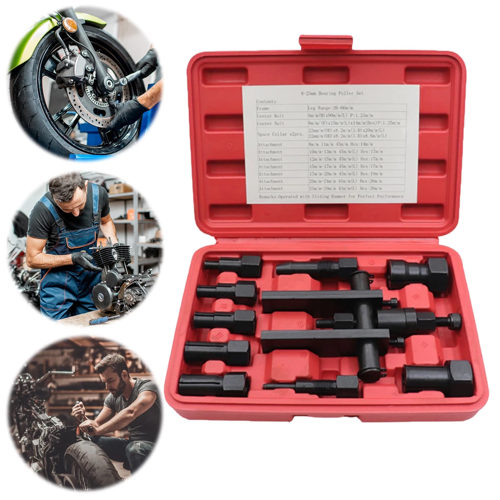 1 Set Utility Bearing Puller Adjustable Motorcycle Bearing Removal Tool Internal Bearing Puller Kit Inner Bearing Removal Tool