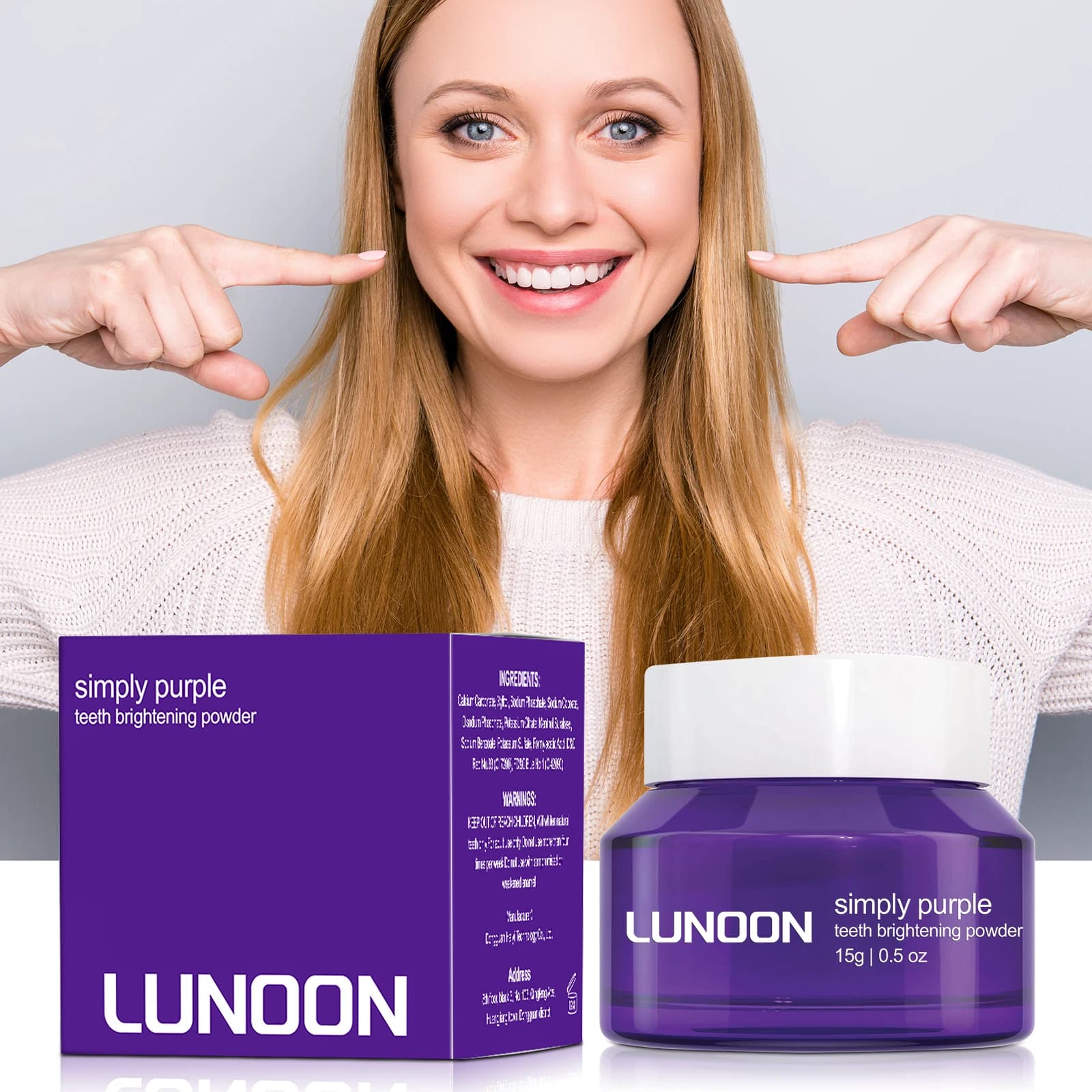 Teeth whitening in purple powder for deep spots The tooth has a whitening, bleaching effect that is an effective whitening product for care