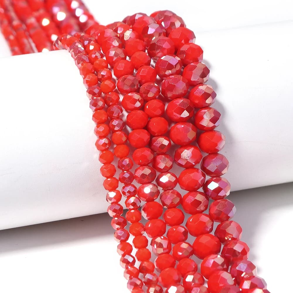 Perline Distanziatrici in Cristallo Rosso, Perline di Vetro Sfaccettate a Rondella per Creazione di Gioielli, Bracciali e Collane, Accessori 6/8/10mm