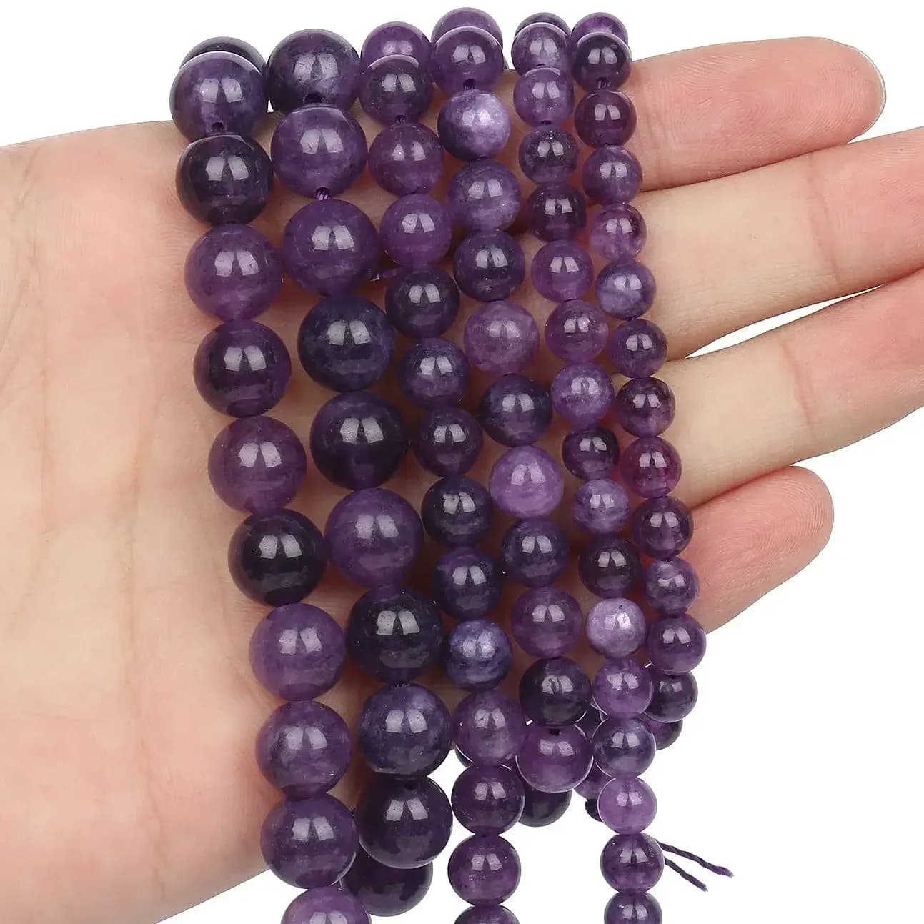 Perle di pietra ametista naturale 6/8/10mm perline distanziatrici allentate di cristallo di forma rotonda per gioielli che fanno collana braccialetto fai da te 15 pollici