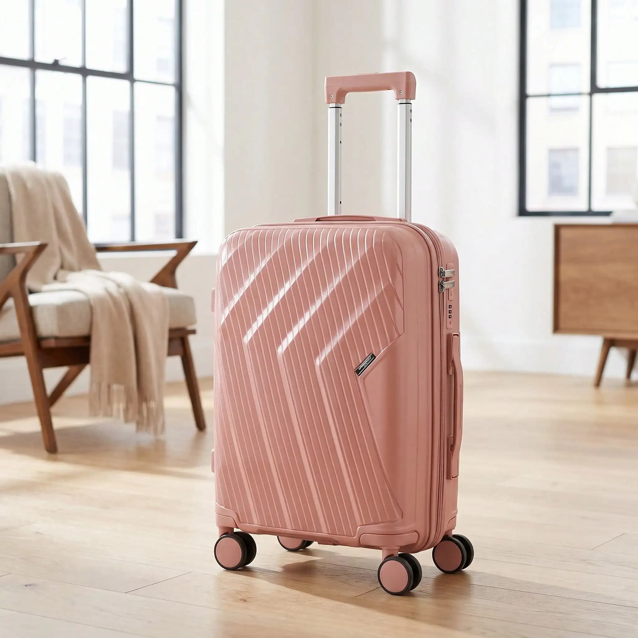 Arrow-Shaped 20-Inch PP Carry-On Suitcase With TSA Lock And Matching Color Swivel Silent Wheels. Available In Four Colors.sg260608172715741714665