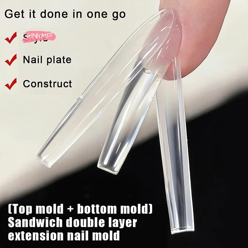 Set di 240 forme per unghie a sandwich, 15 misure per extension - Forme per unghie a cofano e a mandorla, stampi superiori e inferiori per nail art