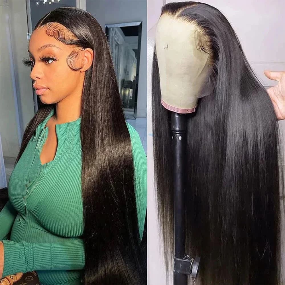 13x4 Black Wig Synthetic Lace Front Wigs Black Long Straight Smooth Silky for Women Wig Cap Synthetic Fiber Glueless Hair Wigs