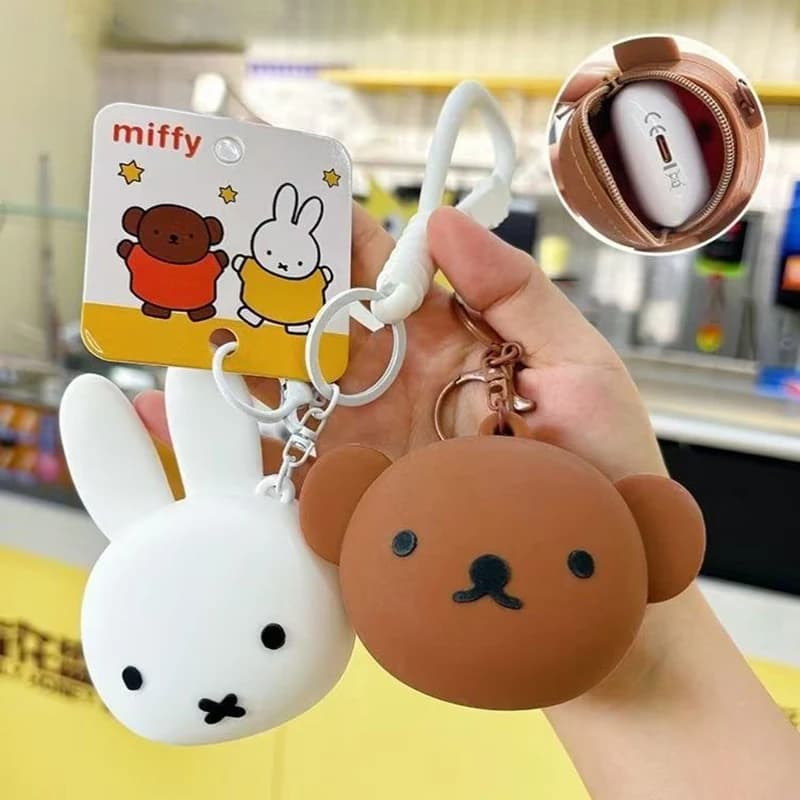 Portamonete Miffy, Mini Custodia per Auricolari, Portachiavi, Coniglio Kawaii, Custodia in Silicone per Cuffie, Portamonete in Silicone a Forma di Cartone Animato, Regali di Compleanno