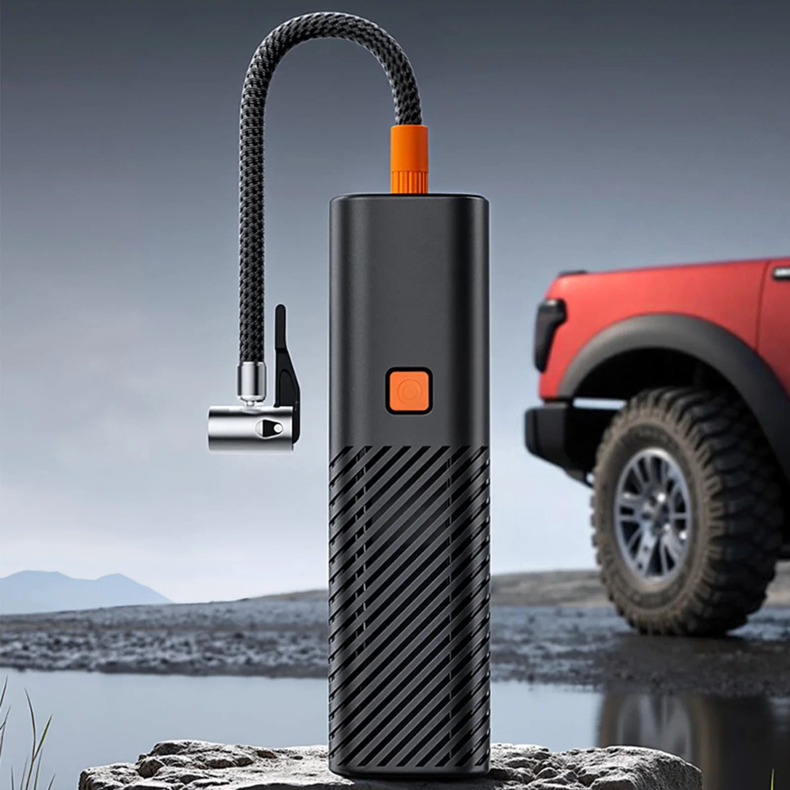 Pompa d'Aria per Pneumatici Moto con Manometro Digitale, Gonfiatore Elettrico Portatile DC12V ad Alta Potenza per Bici, Veicoli e Camion