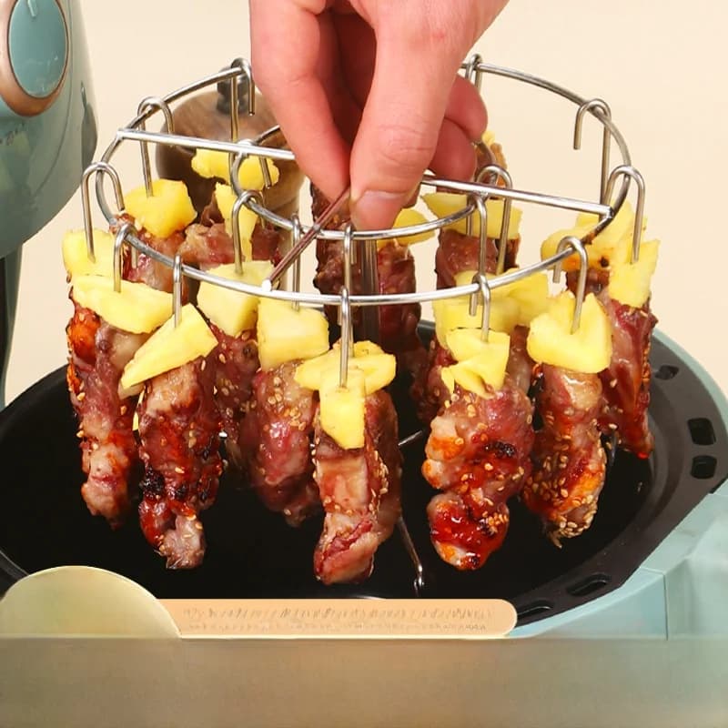 Griglia Verticale in Acciaio Inossidabile per Friggitrice ad Aria, Supporto per Spiedini di Carne, Teglia per Arrosto, Griglia BBQ per T-shirt a Maniche Corte