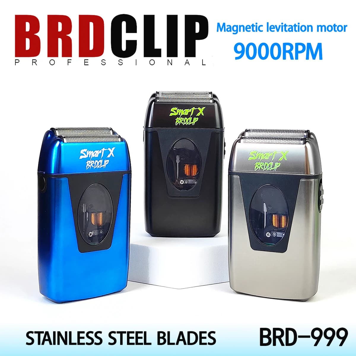 Professional razor BRDCLIP BRD-999 Magnetic levitation motor 9000 rpm Double floating cutting head LCD display for men