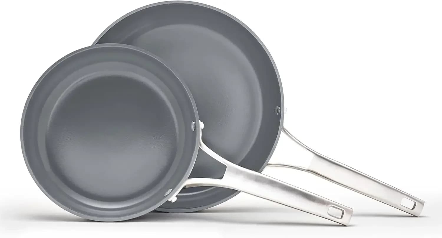 ® Set di padelle antiaderenti in ceramica Premier da 8 e 10 pollici, grigio fungo