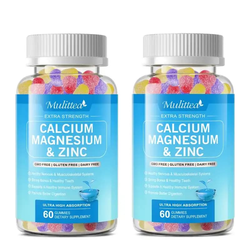 Calcium and Magnesium Rubber Mulittea with Zinc and Vitamin D3, High Absorption Supplement for Bones, Muscles and Humor Calm