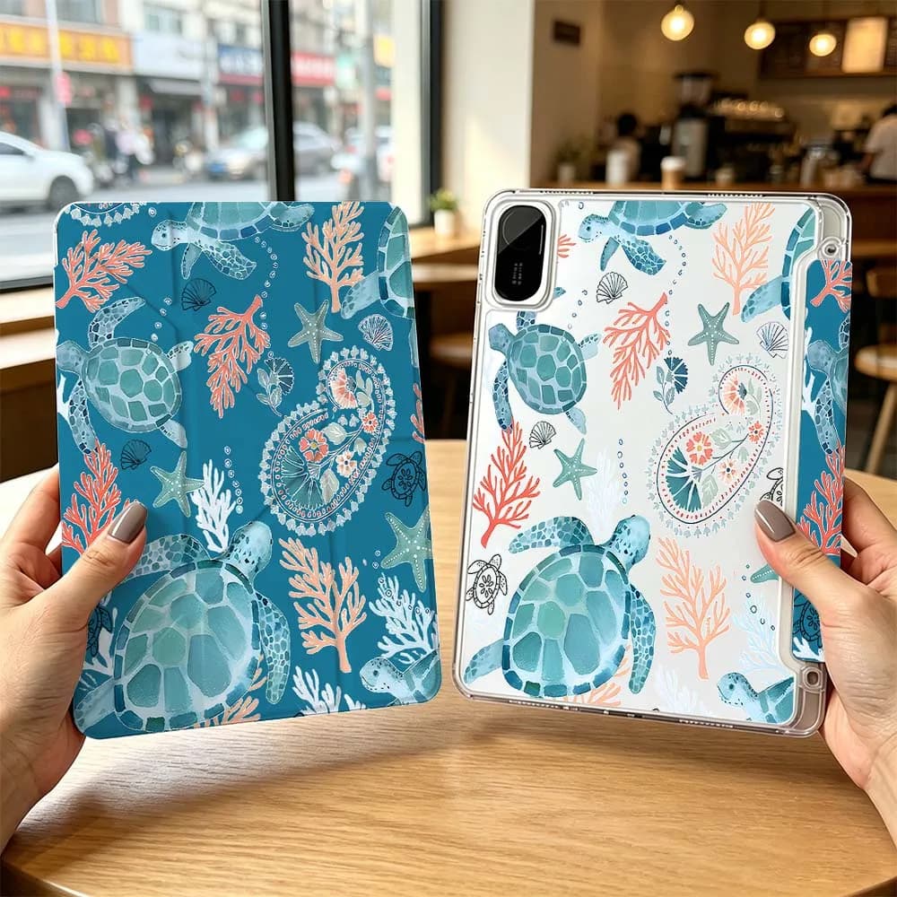 Cartoon Sea Turtle Coral Cool For Xiaomi Redmi Poco Pad 8 7 6 5 C1 SE 9.7 11.2 12.1 11 inch 3Y Tablet Case