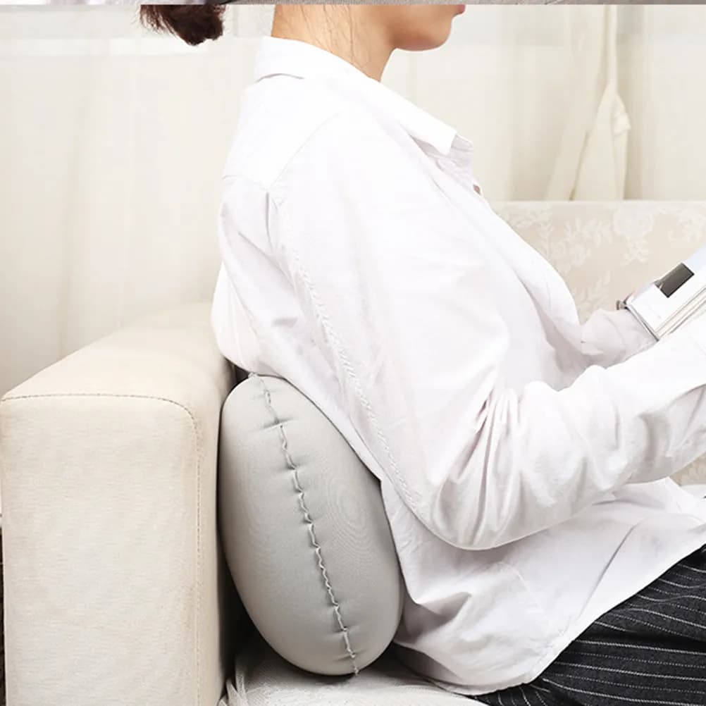 Cuscino da Viaggio Multifunzionale a Forma di U con Gonfiatore Automatico, Grigio, per Aereo, Autobus, Auto, Ufficio, Supporto Cervicale